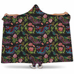 Chinese Dragon Flower Pattern Print Hooded Blanket
