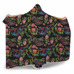 Chinese Dragon Flower Pattern Print Hooded Blanket