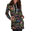 Chinese Dragon Flower Pattern Print Pullover Hoodie Dress