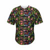 Chinese Dragon Flower Pattern Print Men's Baseball Jersey