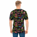 Chinese Dragon Flower Pattern Print Men's T-Shirt