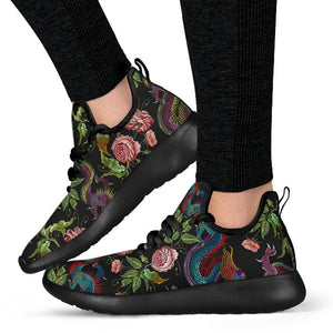 Chinese Dragon Flower Pattern Print Mesh Knit Shoes GearFrost