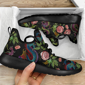 Chinese Dragon Flower Pattern Print Mesh Knit Shoes GearFrost