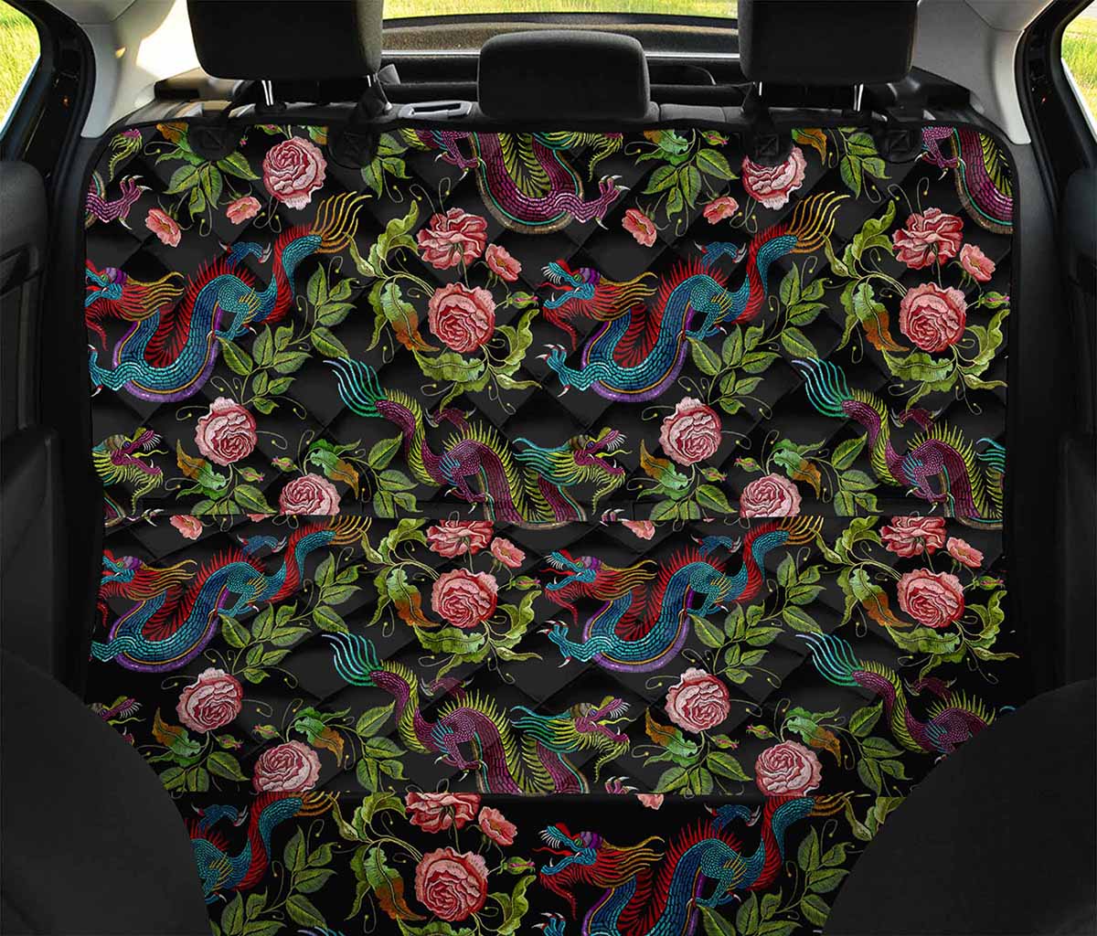 Chinese Dragon Flower Pattern Print Pet Car Back Seat Cover