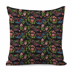 Chinese Dragon Flower Pattern Print Pillow Cover