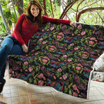 Chinese Dragon Flower Pattern Print Quilt