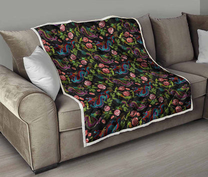Chinese Dragon Flower Pattern Print Quilt