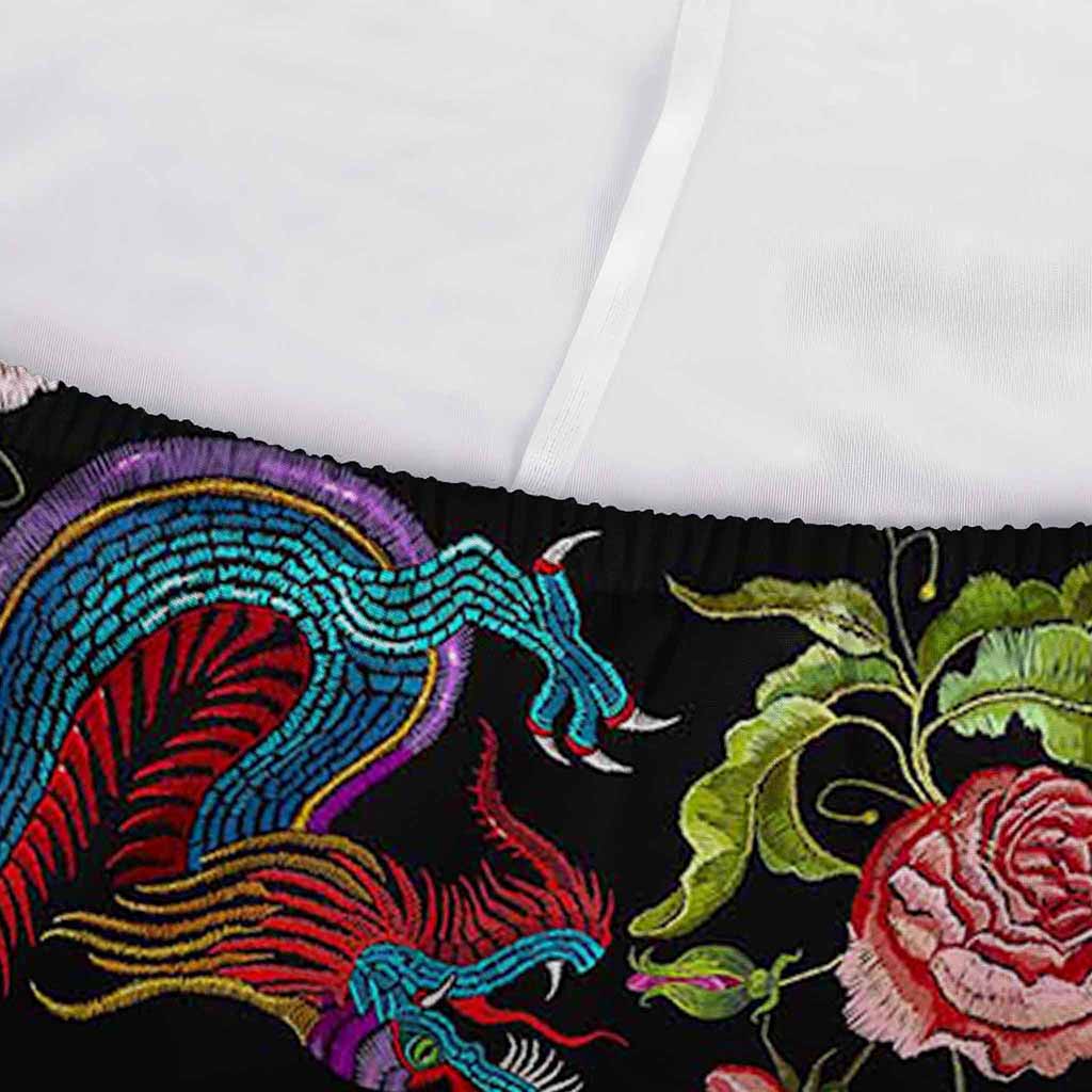 Chinese Dragon Flower Pattern Print Sofa Cover