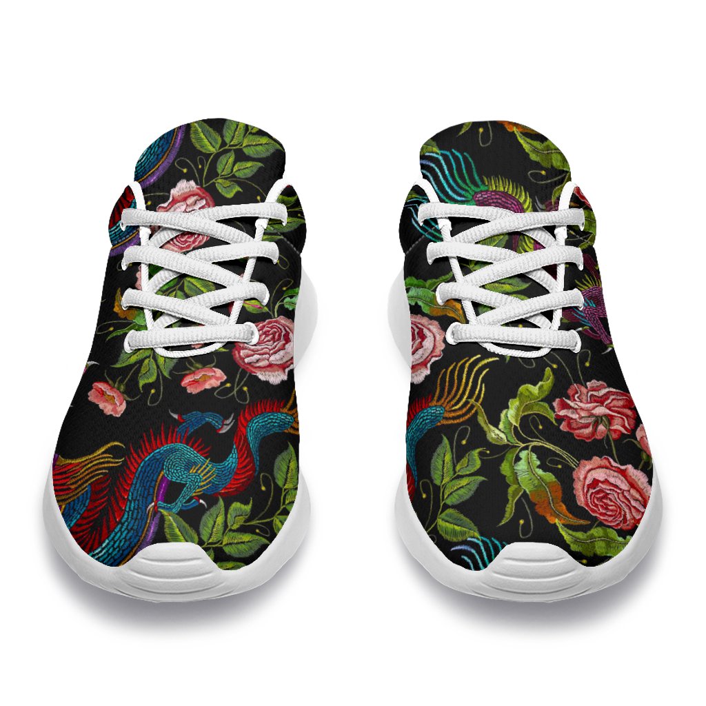 Chinese Dragon Flower Pattern Print Sport Shoes GearFrost