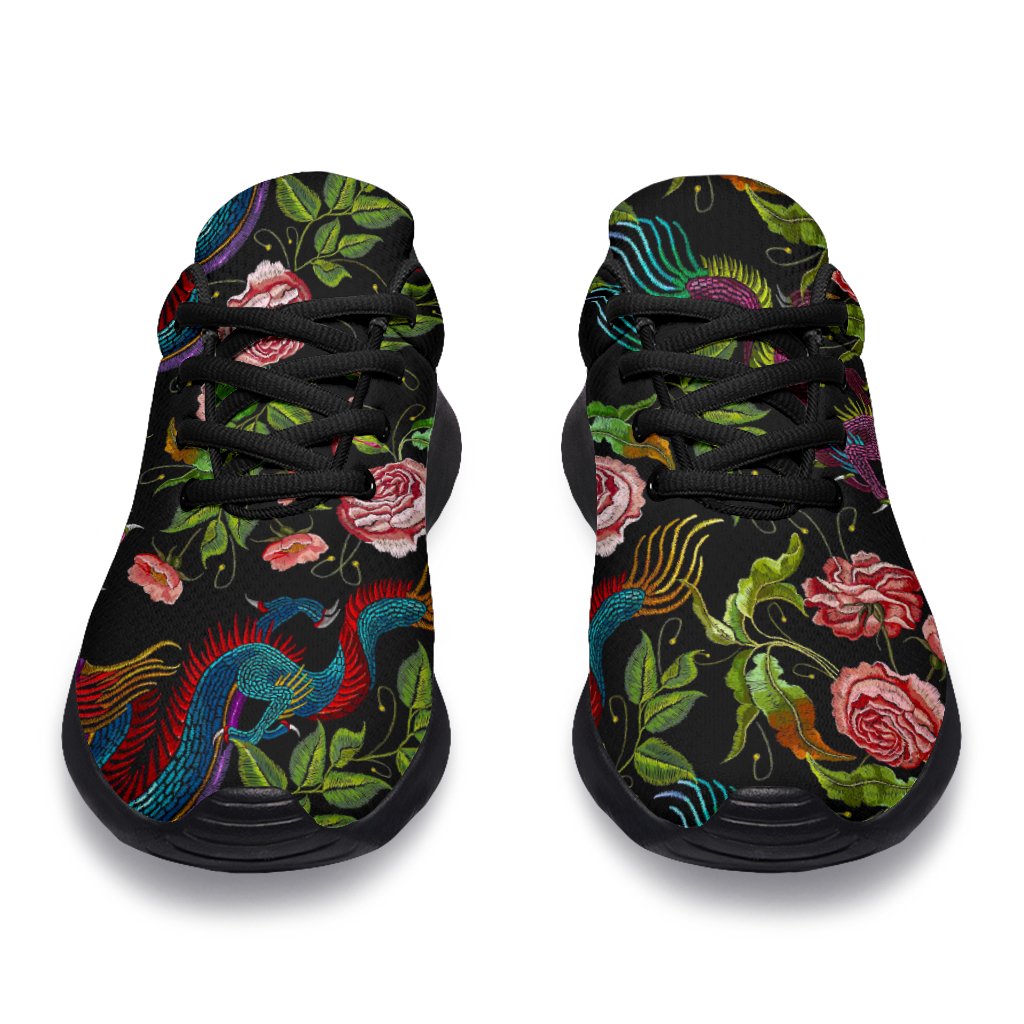 Chinese Dragon Flower Pattern Print Sport Shoes GearFrost