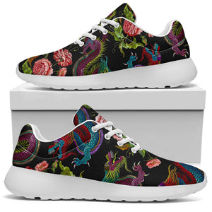 Chinese Dragon Flower Pattern Print Sport Shoes GearFrost