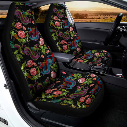 Chinese Dragon Flower Pattern Print Universal Fit Car Seat Covers