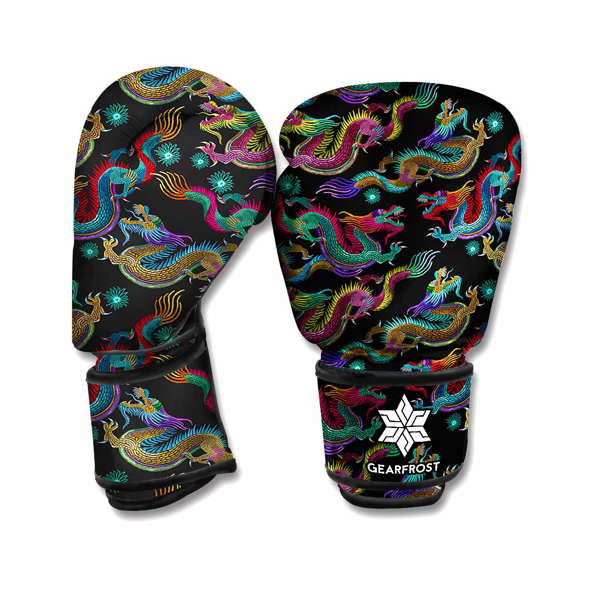 Chinese Dragon Pattern Print Boxing Gloves