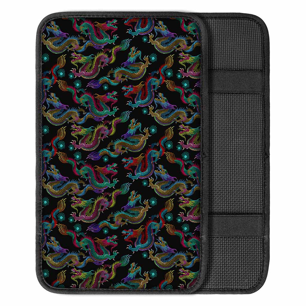 Chinese Dragon Pattern Print Car Center Console Cover