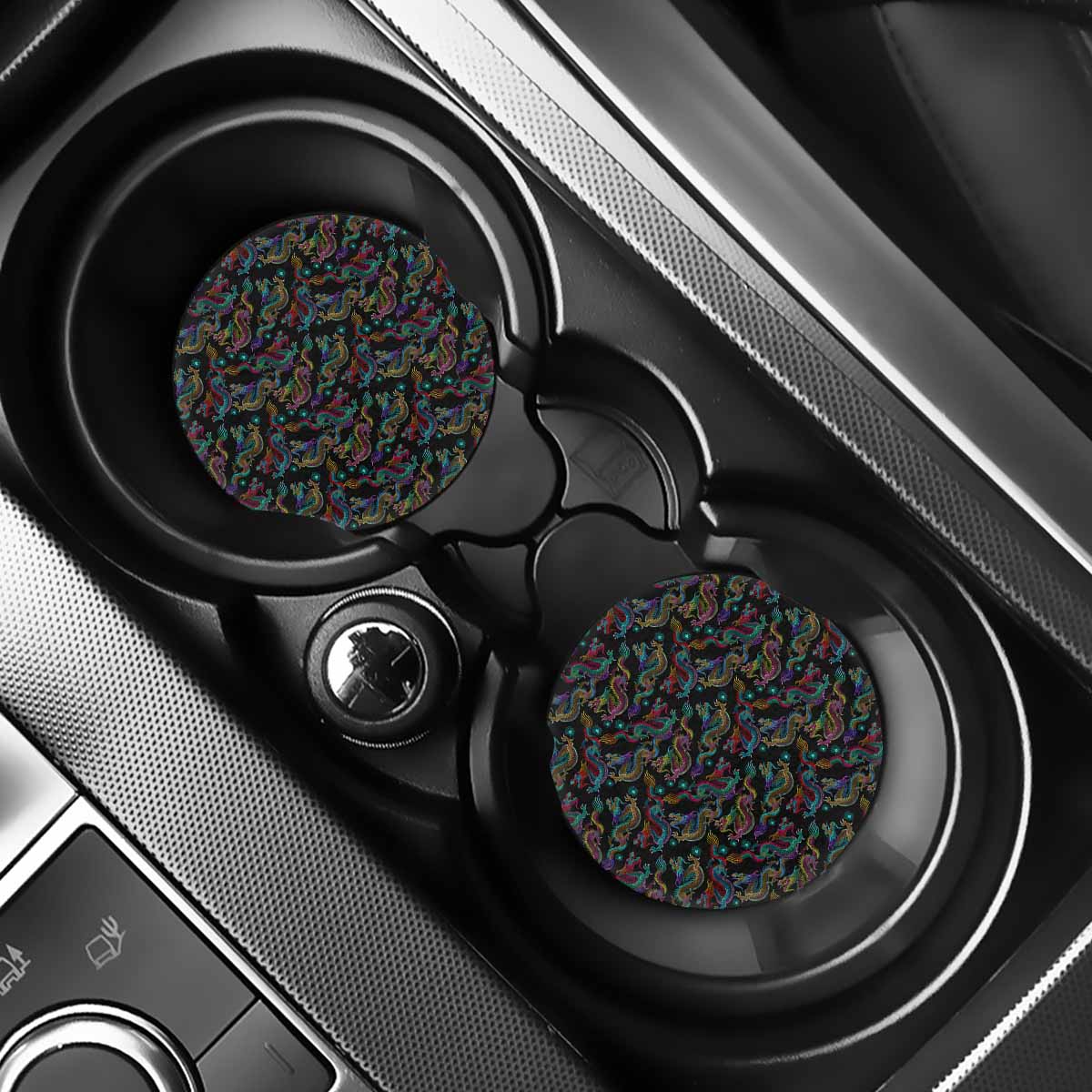 Chinese Dragon Pattern Print Car Coasters