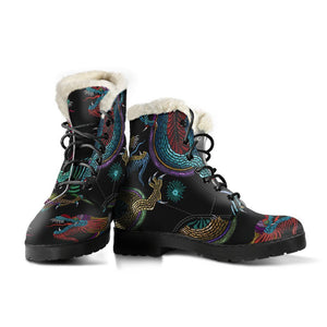 Chinese Dragon Pattern Print Comfy Boots GearFrost
