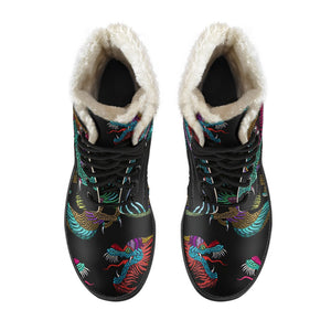 Chinese Dragon Pattern Print Comfy Boots GearFrost