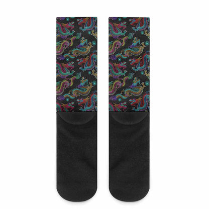 Chinese Dragon Pattern Print Crew Socks
