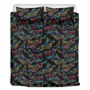 Chinese Dragon Pattern Print Duvet Cover Bedding Set