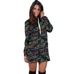 Chinese Dragon Pattern Print Hoodie Dress GearFrost