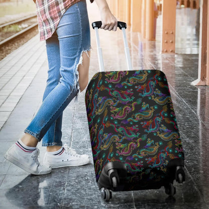 Chinese Dragon Pattern Print Luggage Cover GearFrost