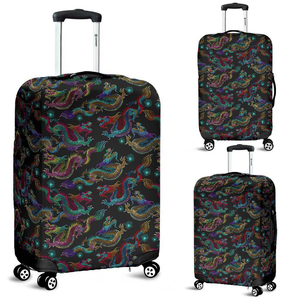 Chinese Dragon Pattern Print Luggage Cover GearFrost