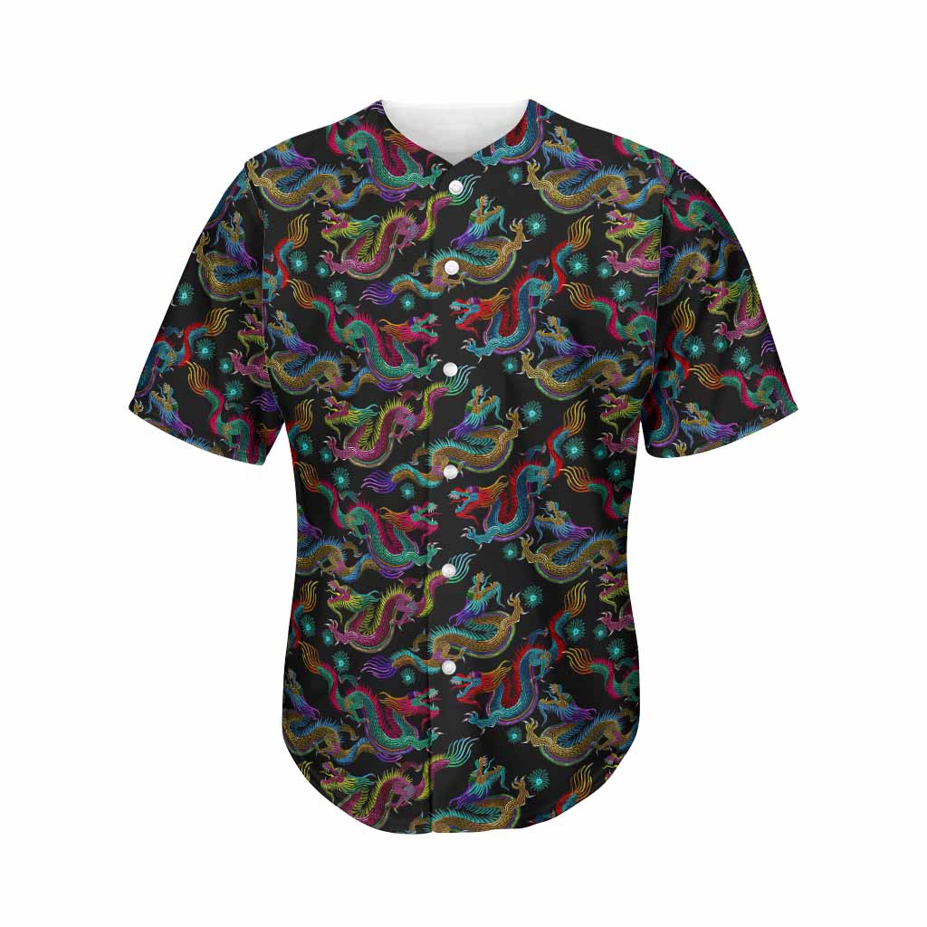 Chinese Dragon Pattern Print Men's Baseball Jersey