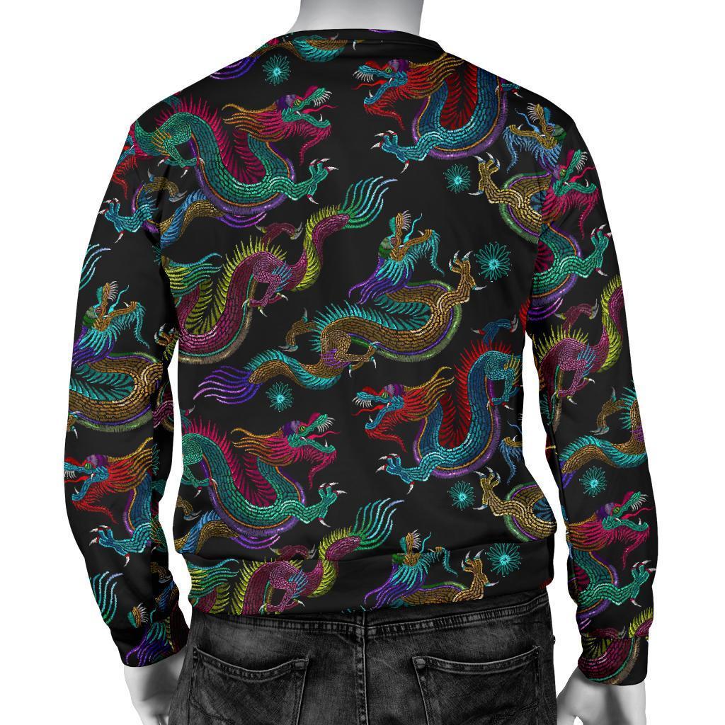 Chinese Dragon Pattern Print Men's Crewneck Sweatshirt GearFrost