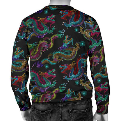 Chinese Dragon Pattern Print Men's Crewneck Sweatshirt GearFrost
