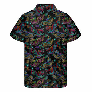 Chinese Dragon Pattern Print Men's Short Sleeve Shirt