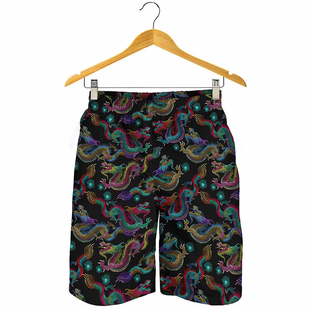 Chinese Dragon Pattern Print Men's Shorts