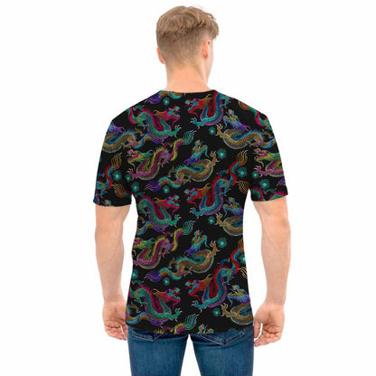 Chinese Dragon Pattern Print Men's T-Shirt