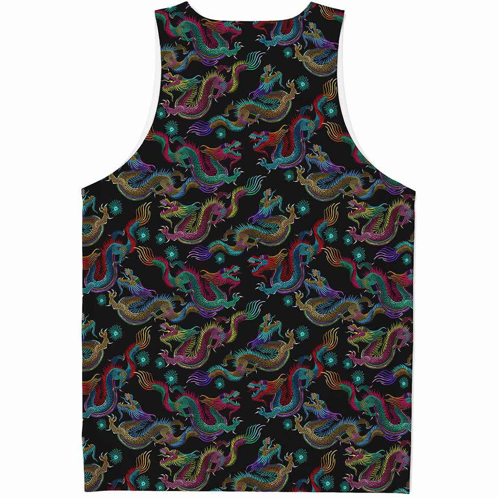 Chinese Dragon Pattern Print Men's Tank Top