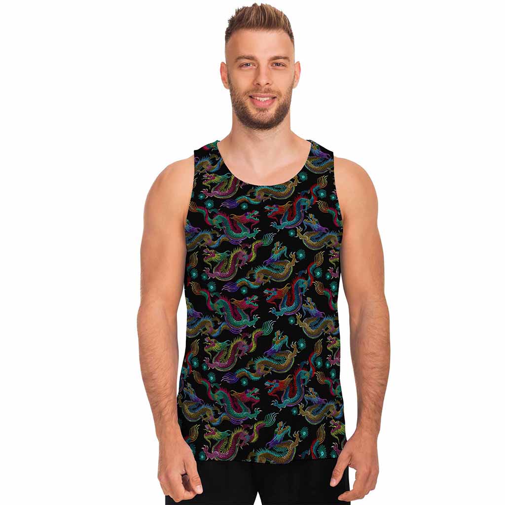 Chinese Dragon Pattern Print Men's Tank Top