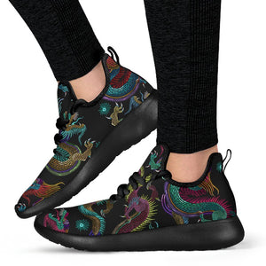 Chinese Dragon Pattern Print Mesh Knit Shoes GearFrost