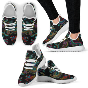 Chinese Dragon Pattern Print Mesh Knit Shoes GearFrost