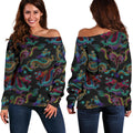 Chinese Dragon Pattern Print Off The Shoulder Sweatshirt