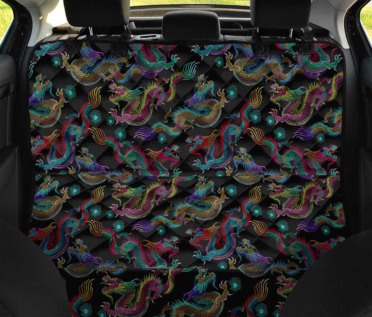 Chinese Dragon Pattern Print Pet Car Back Seat Cover