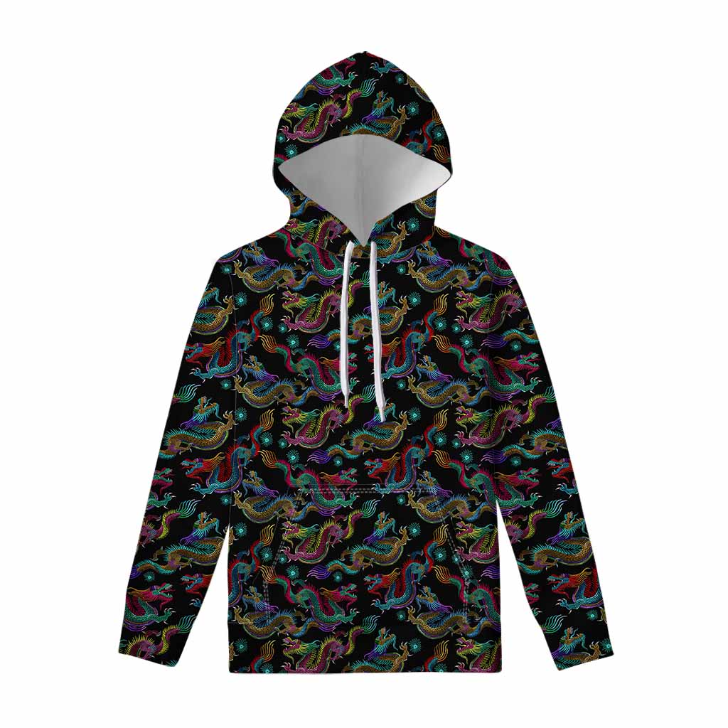 Chinese Dragon Pattern Print Pullover Hoodie