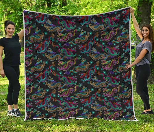 Chinese Dragon Pattern Print Quilt