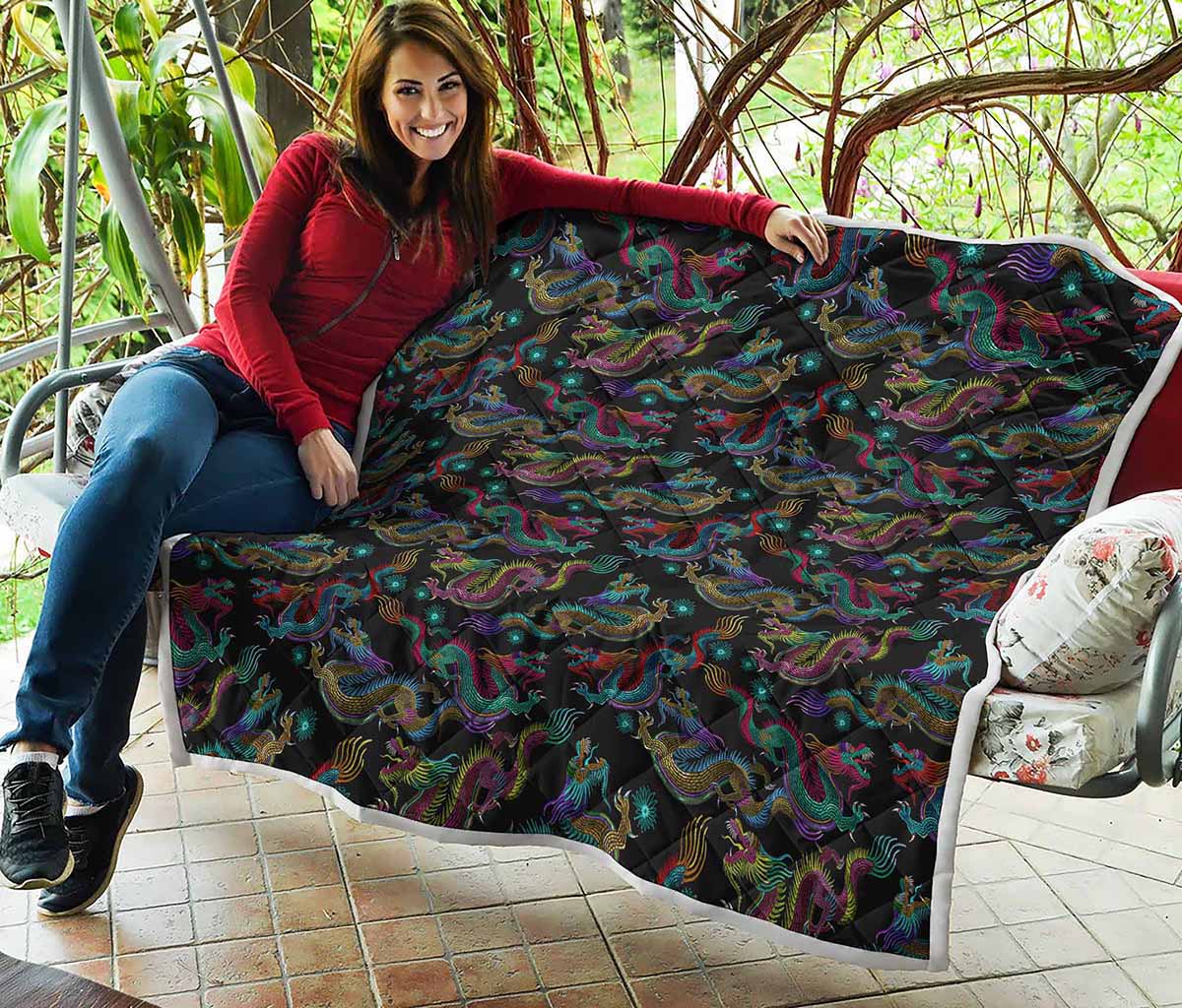 Chinese Dragon Pattern Print Quilt