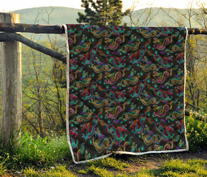 Chinese Dragon Pattern Print Quilt