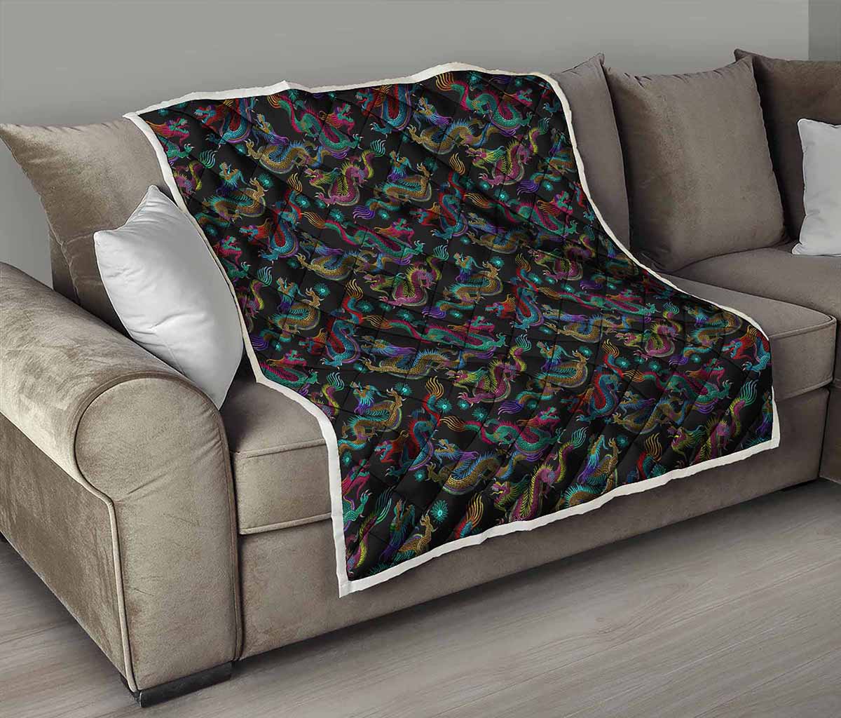 Chinese Dragon Pattern Print Quilt