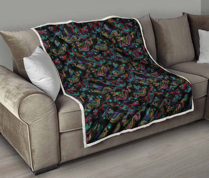 Chinese Dragon Pattern Print Quilt