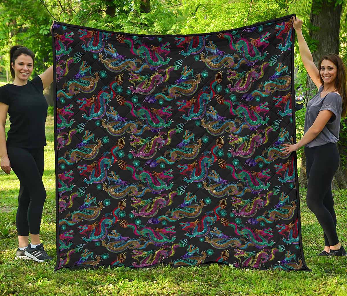Chinese Dragon Pattern Print Quilt