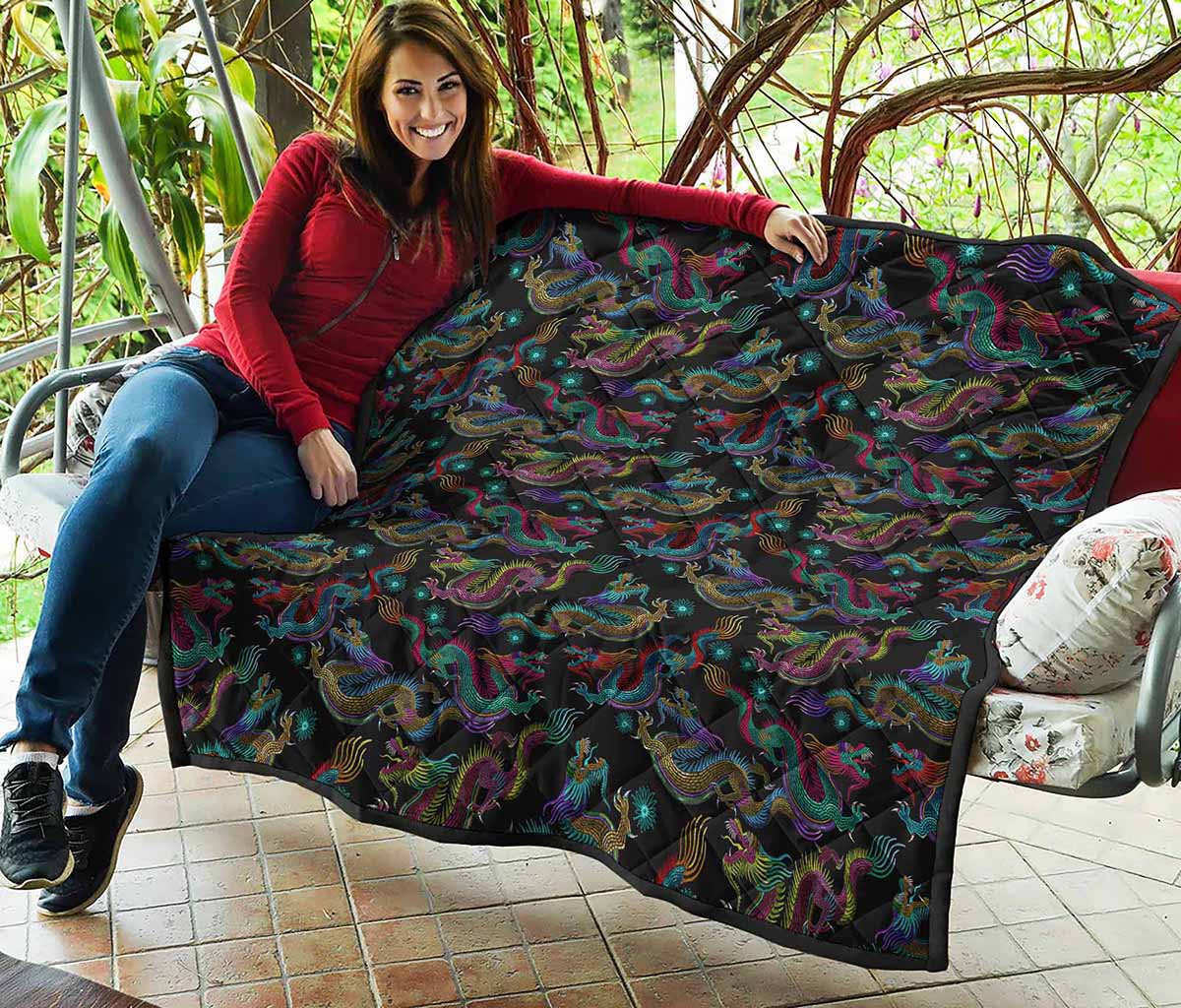 Chinese Dragon Pattern Print Quilt