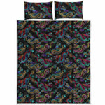 Chinese Dragon Pattern Print Quilt Bed Set