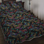 Chinese Dragon Pattern Print Quilt Bed Set