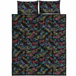 Chinese Dragon Pattern Print Quilt Bed Set