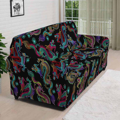 Chinese Dragon Pattern Print Sofa Cover